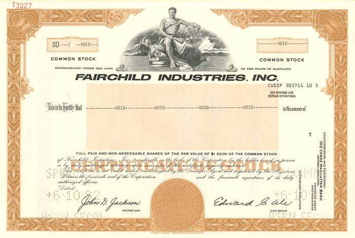 Fairchild Industries, Inc. - Stock Certificate